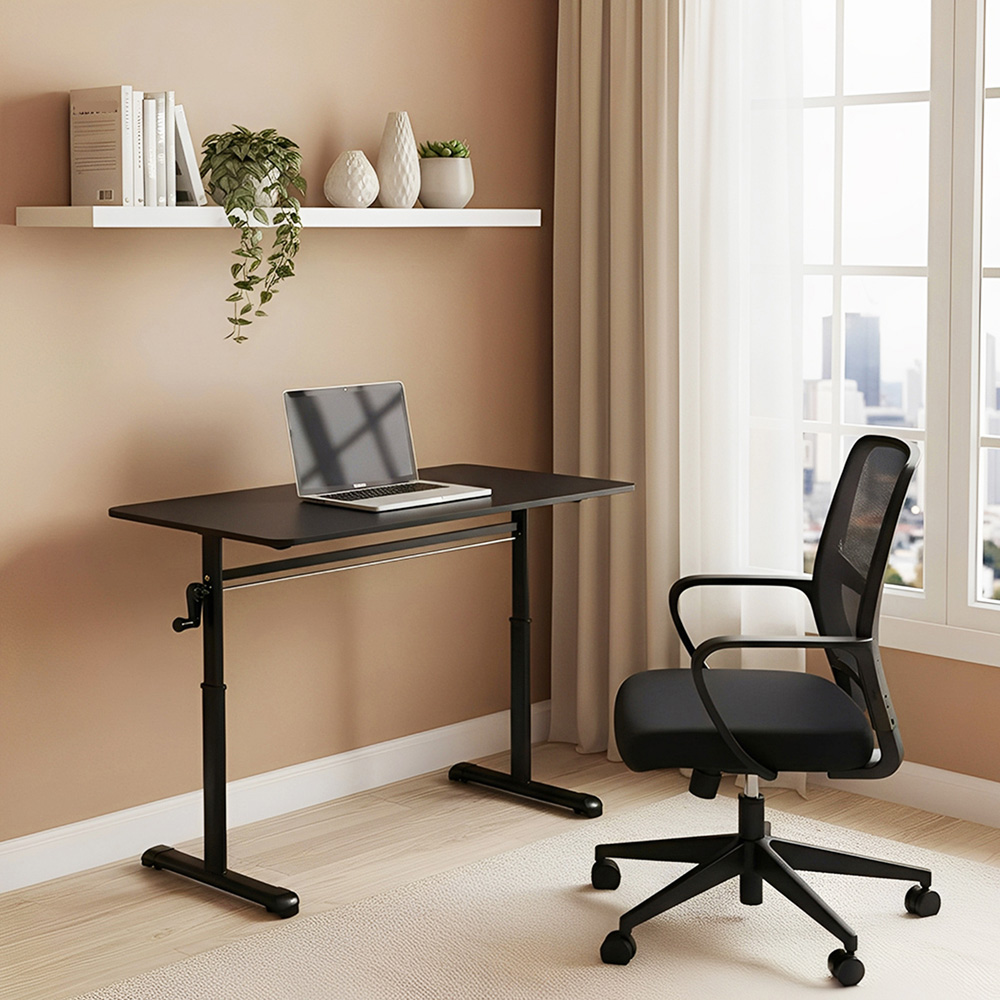 Living and Home Carbon Steel Frame Height Adjustable Laptop Desk with Crank Handle Black Image 8
