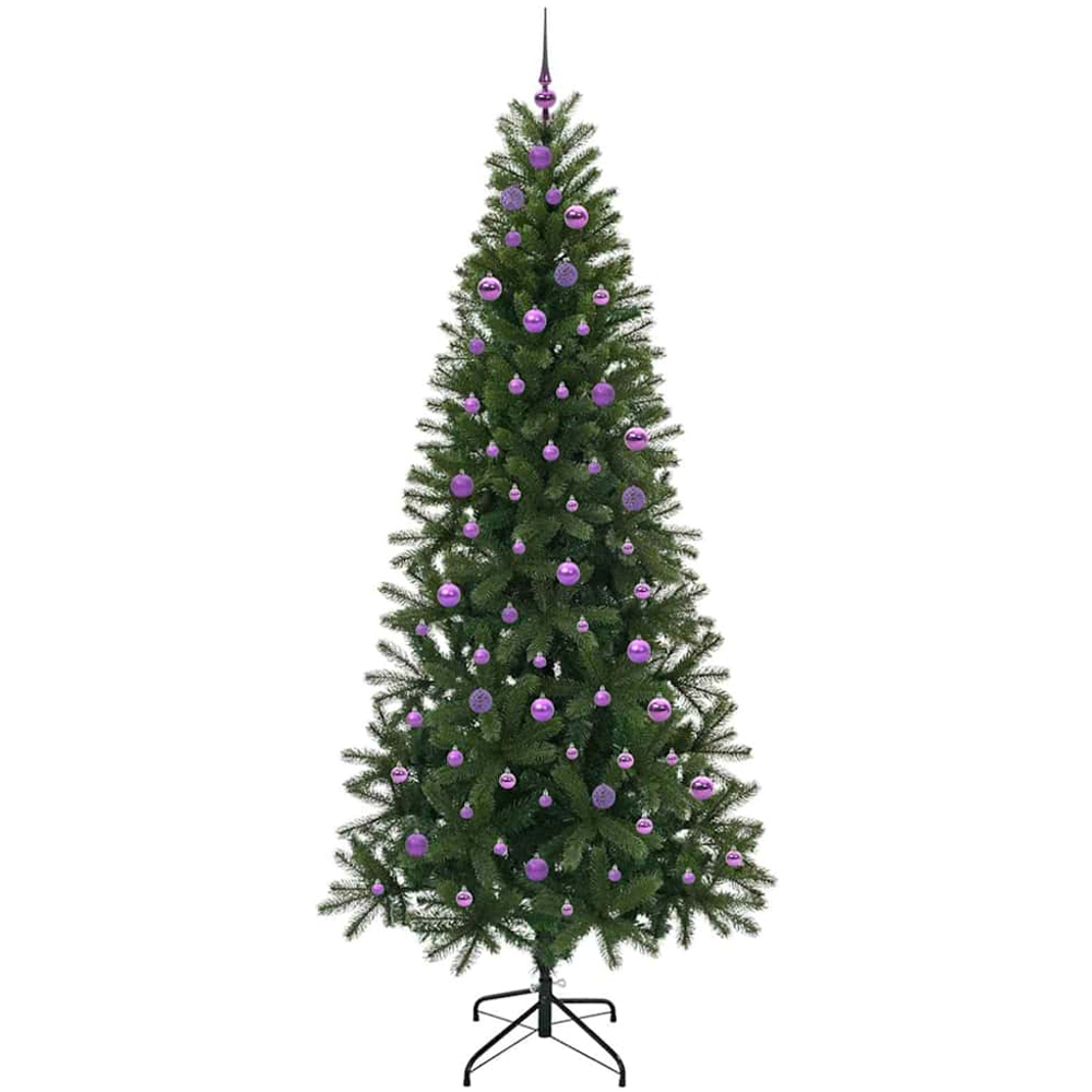 vidaXL Pre-Lit Lilac Baubles Green Artificial Christmas Tree 8ft Image 4