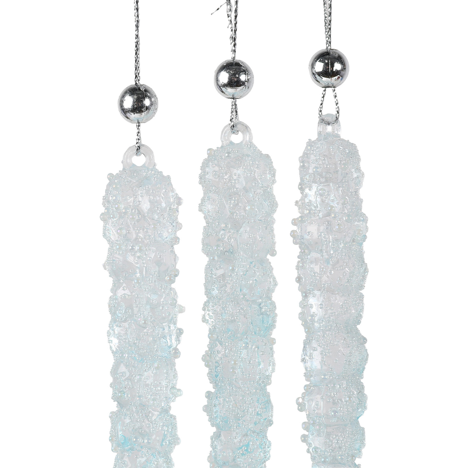 3pc Hanging Blue Icicle Decorations Image 2