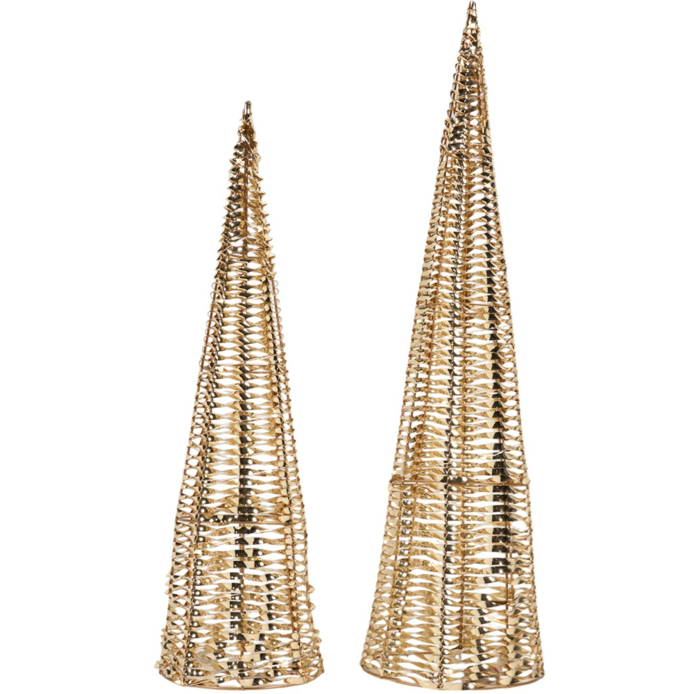 Set of 2 LED Foil Cones Gold Image 2