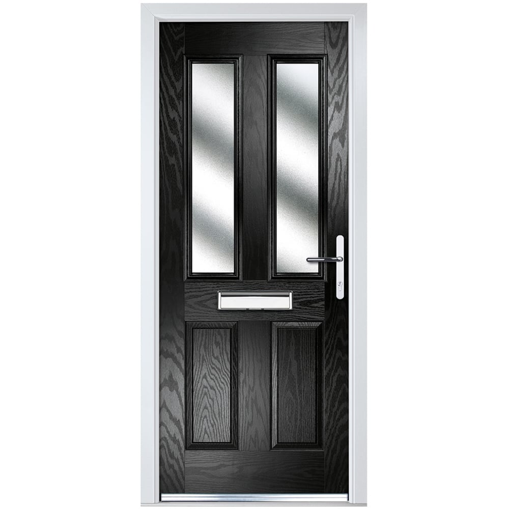 Crystal GRP Composite Four square Two Glass Black Left Hand Obscure Glass 920x2055mm Image 1