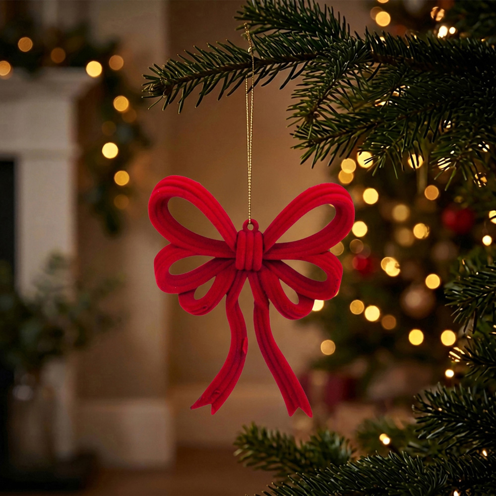 Set of 4 Flocked Bows Image 2