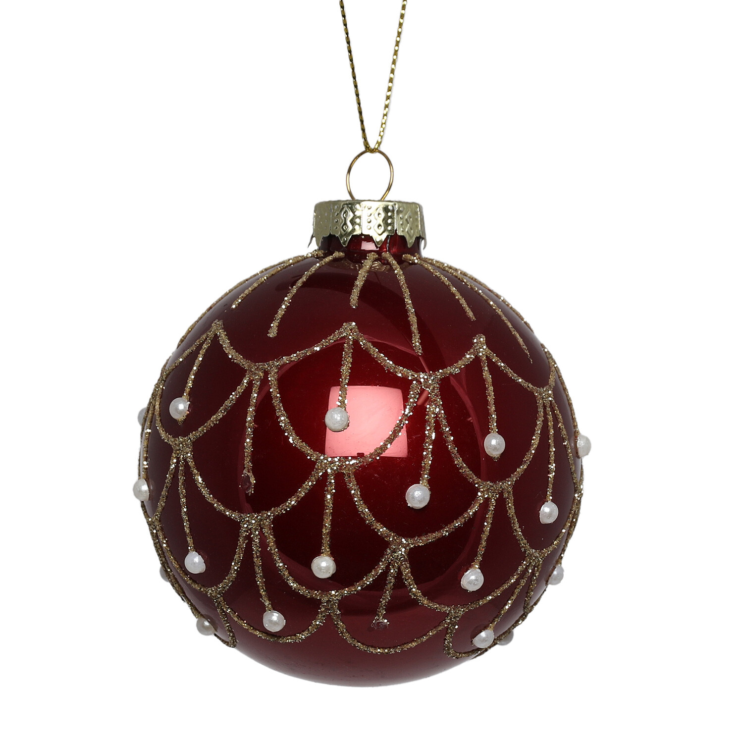 Single Grace & Glory Burgundy Shiny Glitter Bauble in Assorted styles Image 3