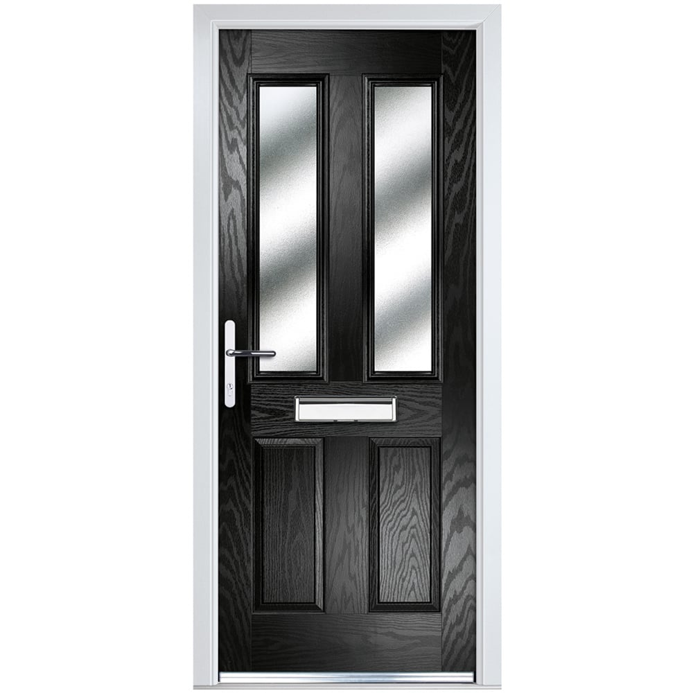 Crystal GRP Composite Four square Two Glass Black Right Hand Obscure Glass 920x2055mm Image 1