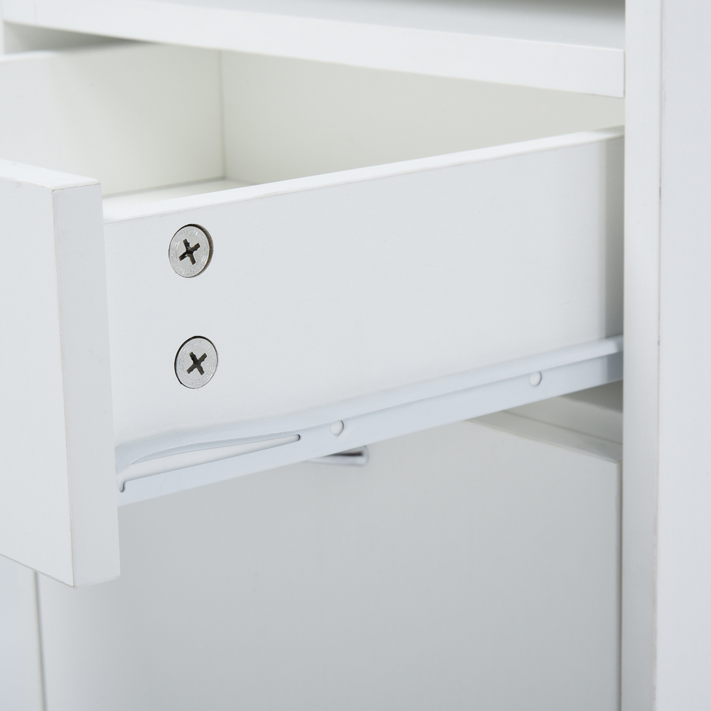 Portland Single Door Single Drawer White Printer Stand Image 3