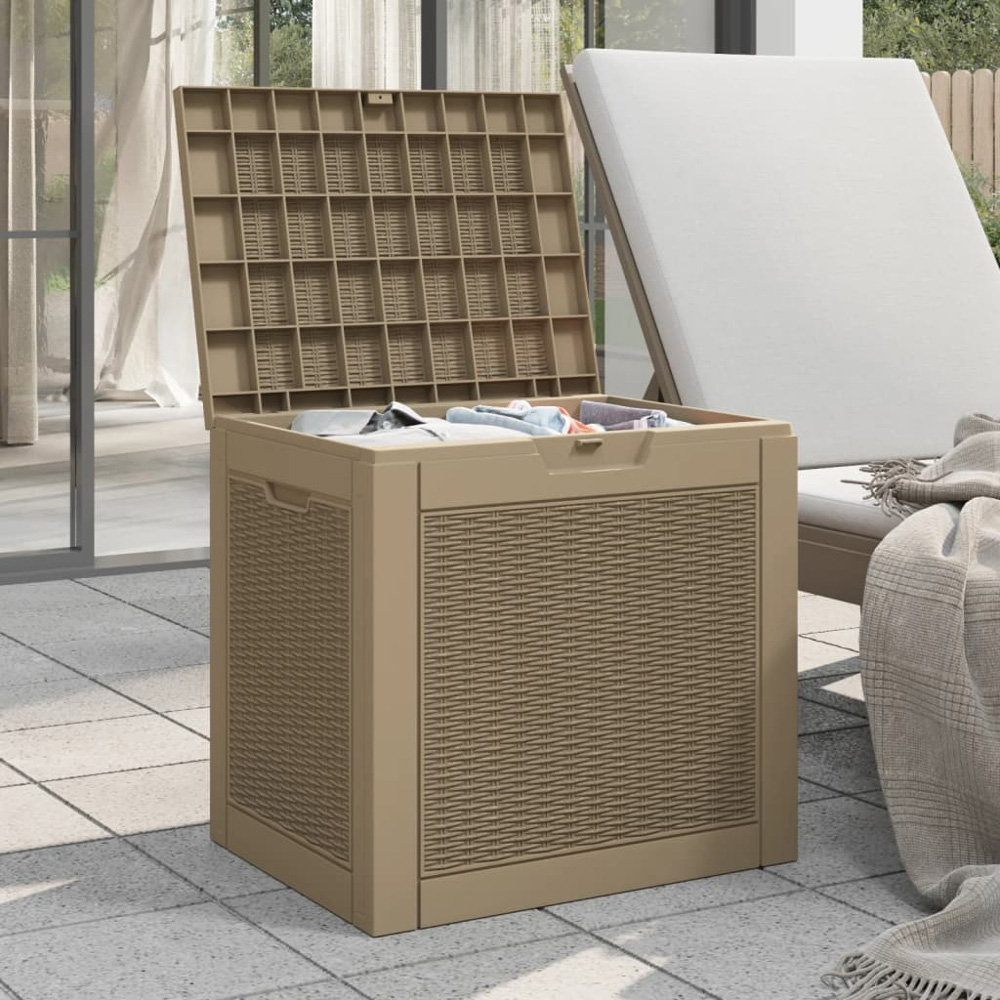 vidaXL 118L Brown Polypropylene Garden Storage Box Image 2