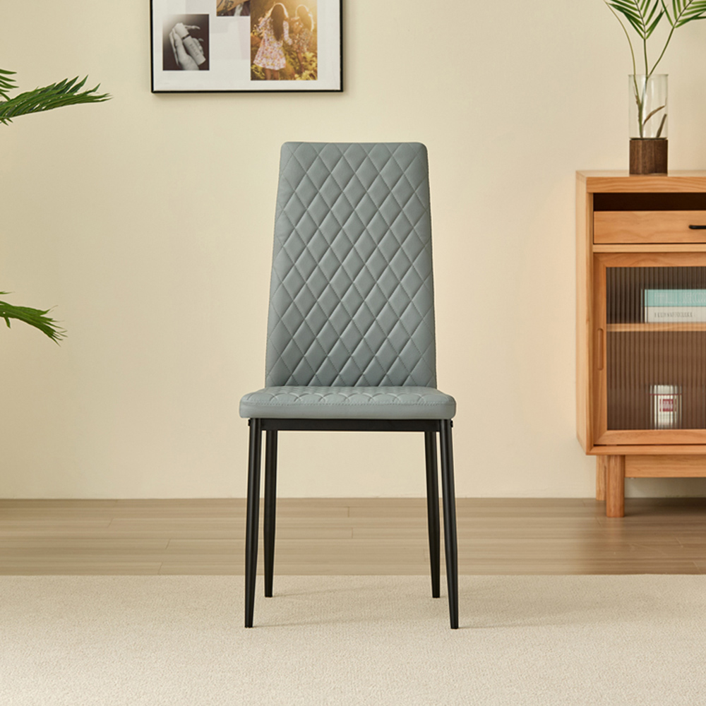 Indoor Living Emily Set of 4 Grey Leather Dining Chair Image 3