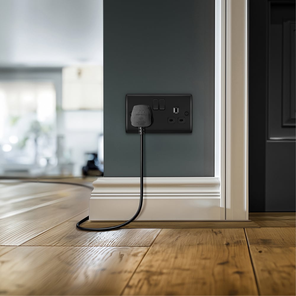 BG Nexus 13A Matt Black Double Switched Socket 5 Pack Image 5