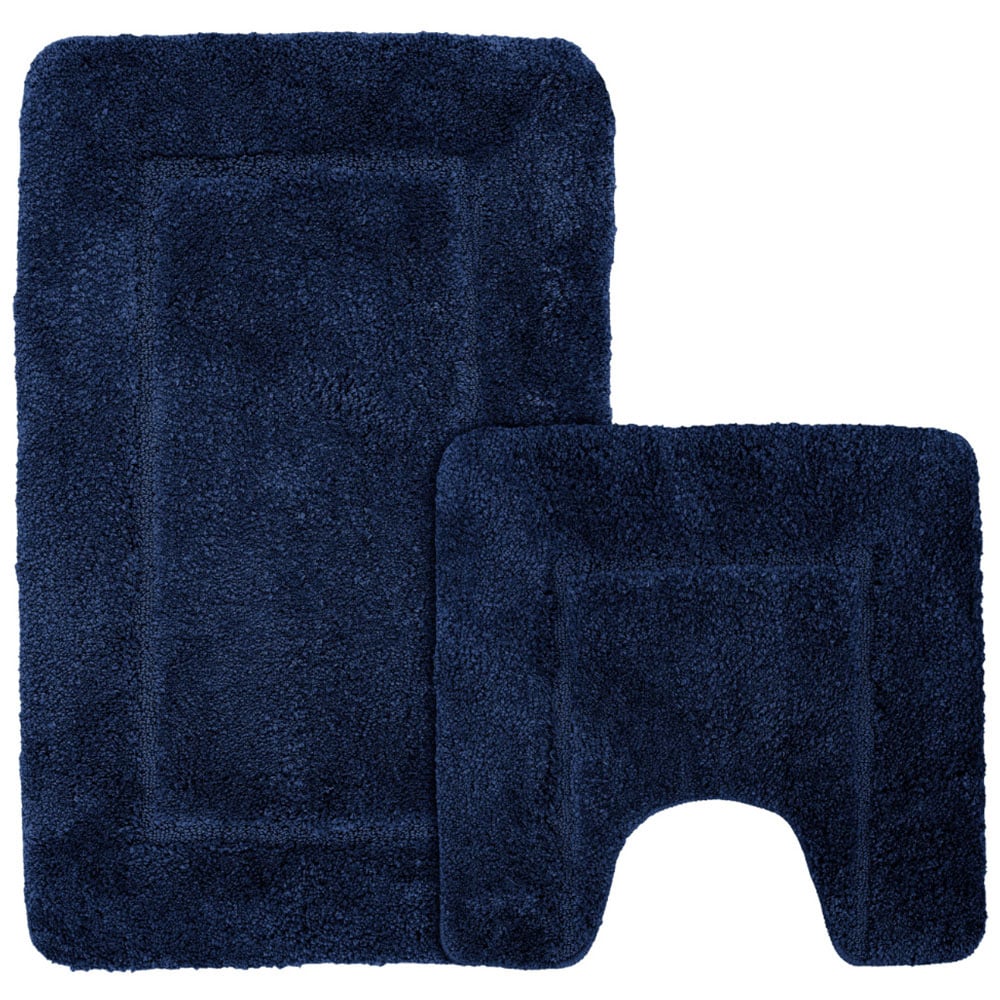Mayfair Navy Micro Fibre Bath Mat Set Image 1