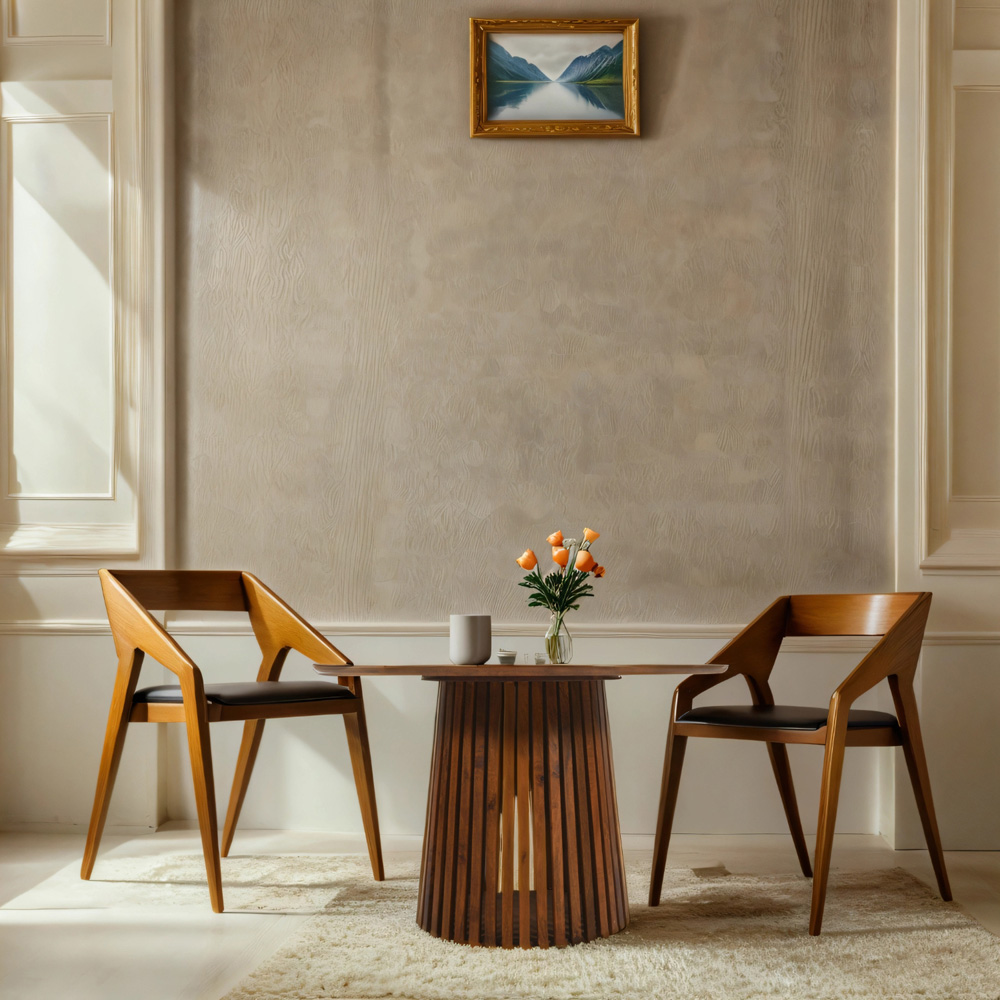Brooklyn Slatted 6 Seater Mango Wood Round Dining Table Image 5