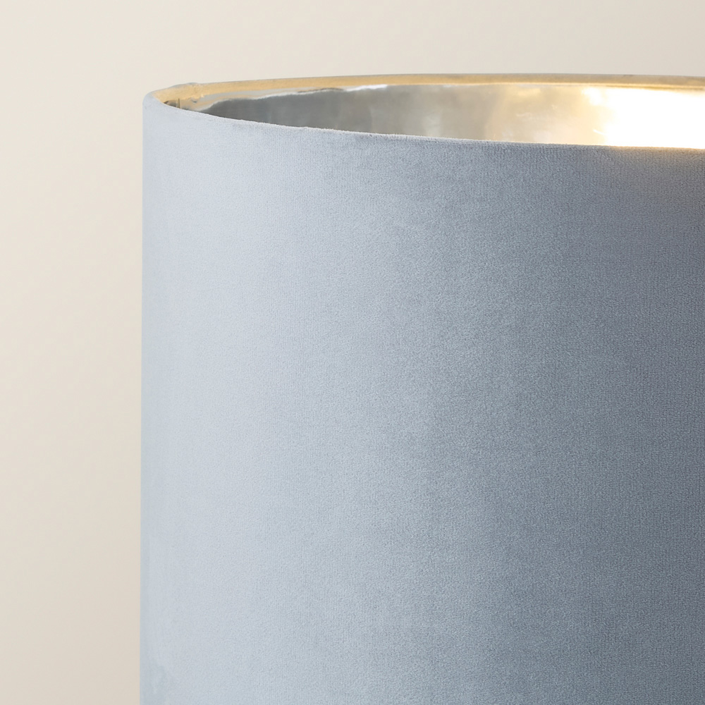 ValueLight Marissa Grey Velvet Chrome Inner Shade Black Stacked Ball LED Floor Lamp Image 3