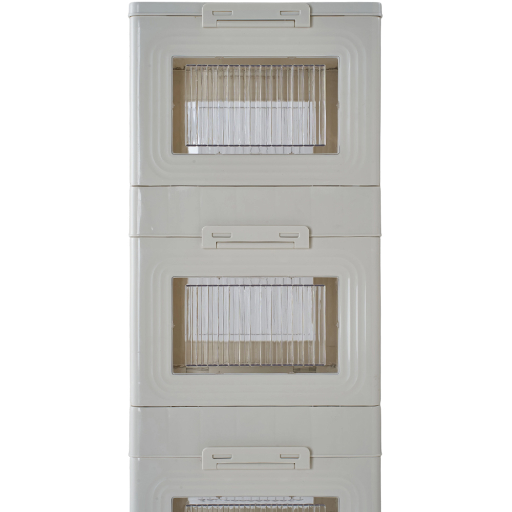 Living and Home 5 Tier White Foldable Storage Cart with Wheels Image 6