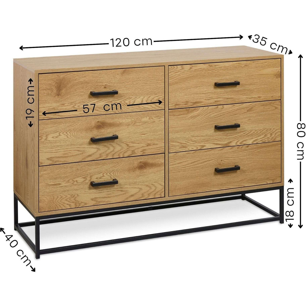Julian Bowen Harlow 6 Drawer Light Oak Effect Chest of Drawers Image 9