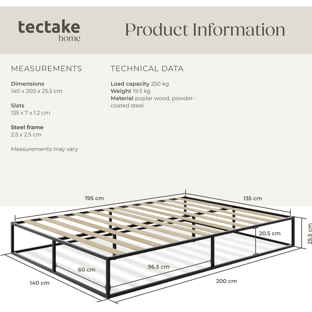 tectake Kyoto Double Steel Bed Frame Image 8