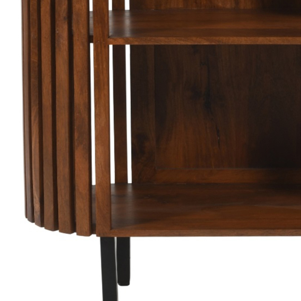 Brooklyn Slatted 3 Shelf Medium High Mango Wood Bookcase Image 3