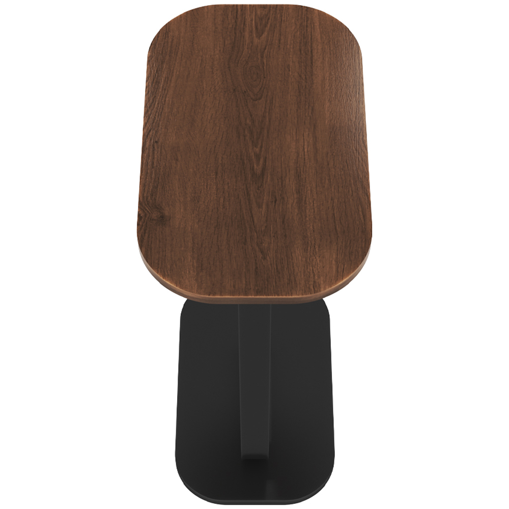 Living and Home Walnut C-Shaped Side Table with Metal Frame Image 4
