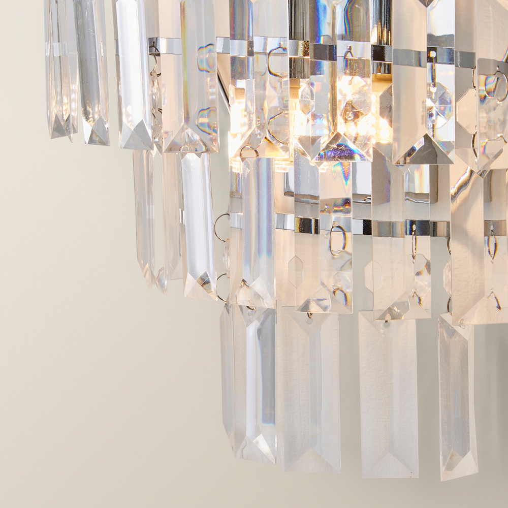 ValueLights Kelsks Clear Acrylic Jewel Droplet Chrome Wall Light with LED Bulb Image 4