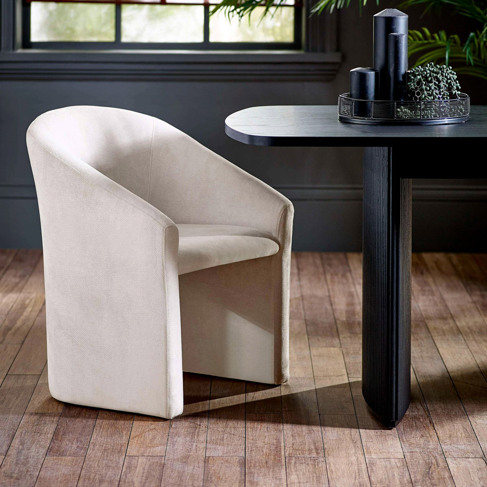 Julian Bowen Anthea Cream Chenille Tub Dining Chair Image 8