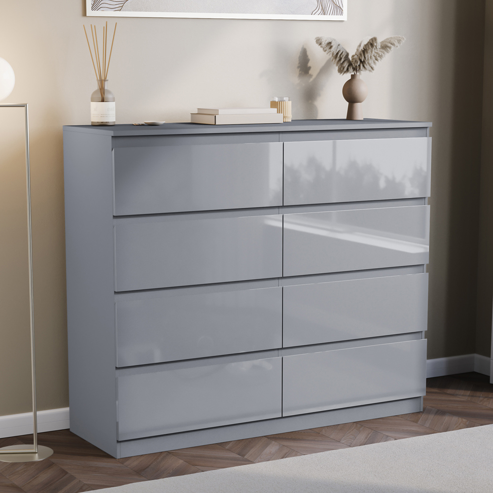 VIDA DESIGNS Glinton 8 Drawer Grey Chest of Drawers Image 5