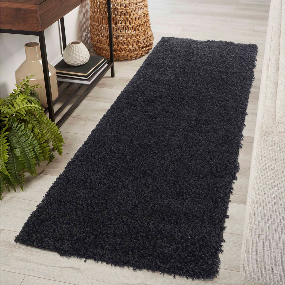 Desire Rugs Oxford Black Plain Shaggy Rug 80 x 150cm Image 5
