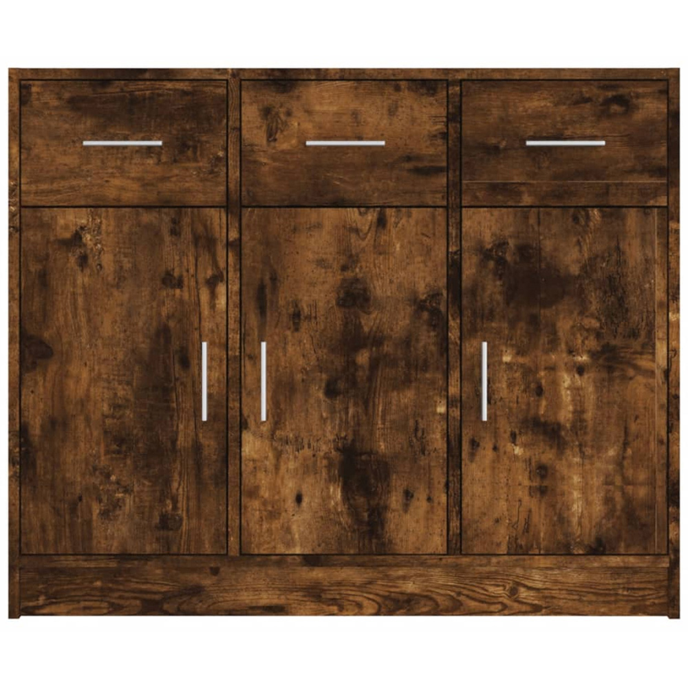 vidaXL 3 Door 3 Drawer Smoked Oak Sideboard Image 5