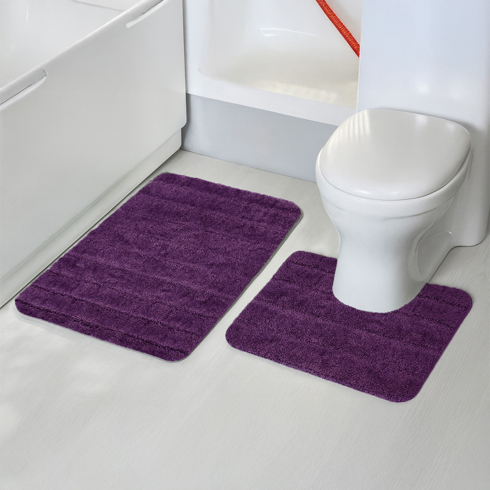 Velosso Lexington Purple Bath Mat Set Image 2