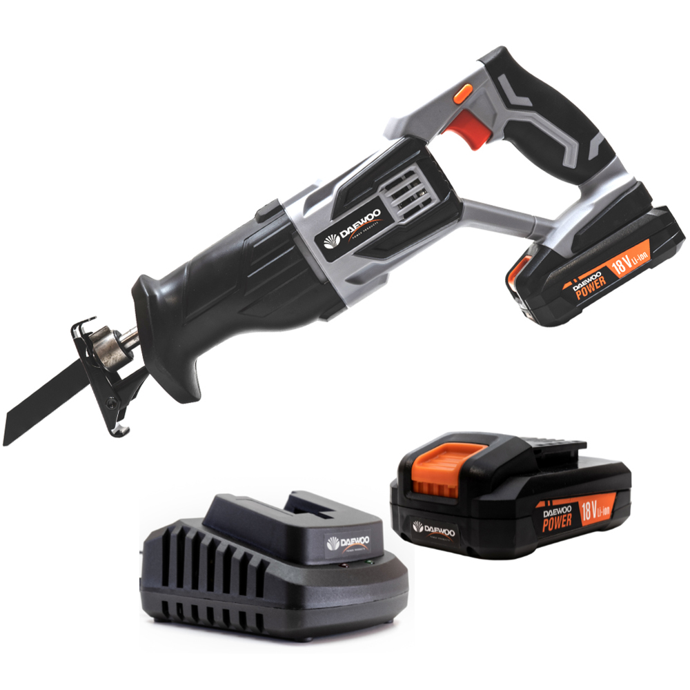 Daewoo U-Force 18V 2Ah Lithium-Ion Cordless Reciprocating Saw with Battery Charger Image 1