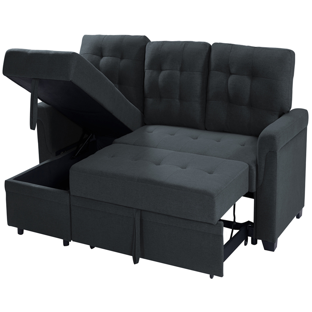 Furniture One 3 Seater Dark Grey Linen Corner Storage Sofa Bed Image 4