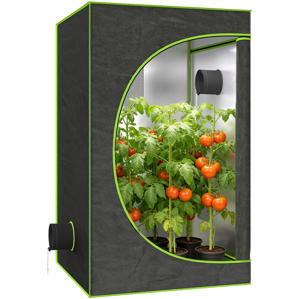 Outsunny Black Reflective Mylar Hydroponic 3.9 x 3.9ft Grow Tent Image 1