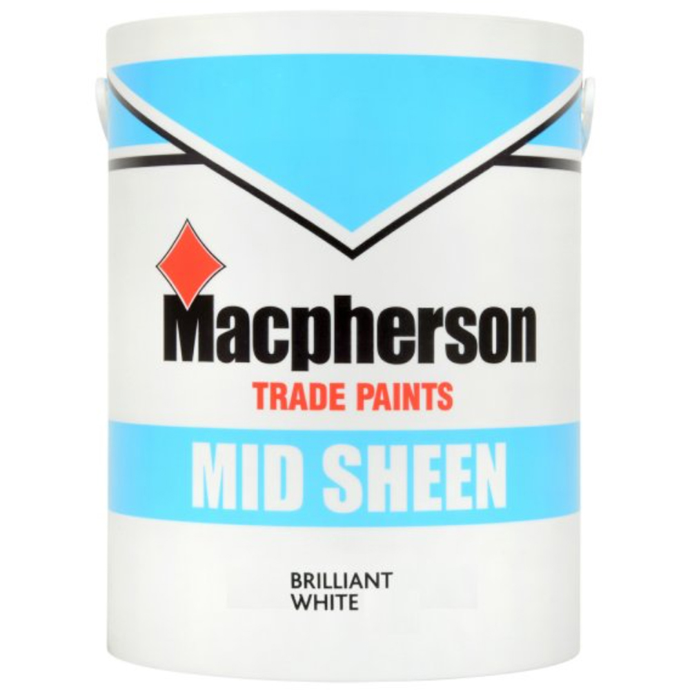 Macpherson Walls and Ceilings Brilliant White Mid Sheen Paint 10L Image 2
