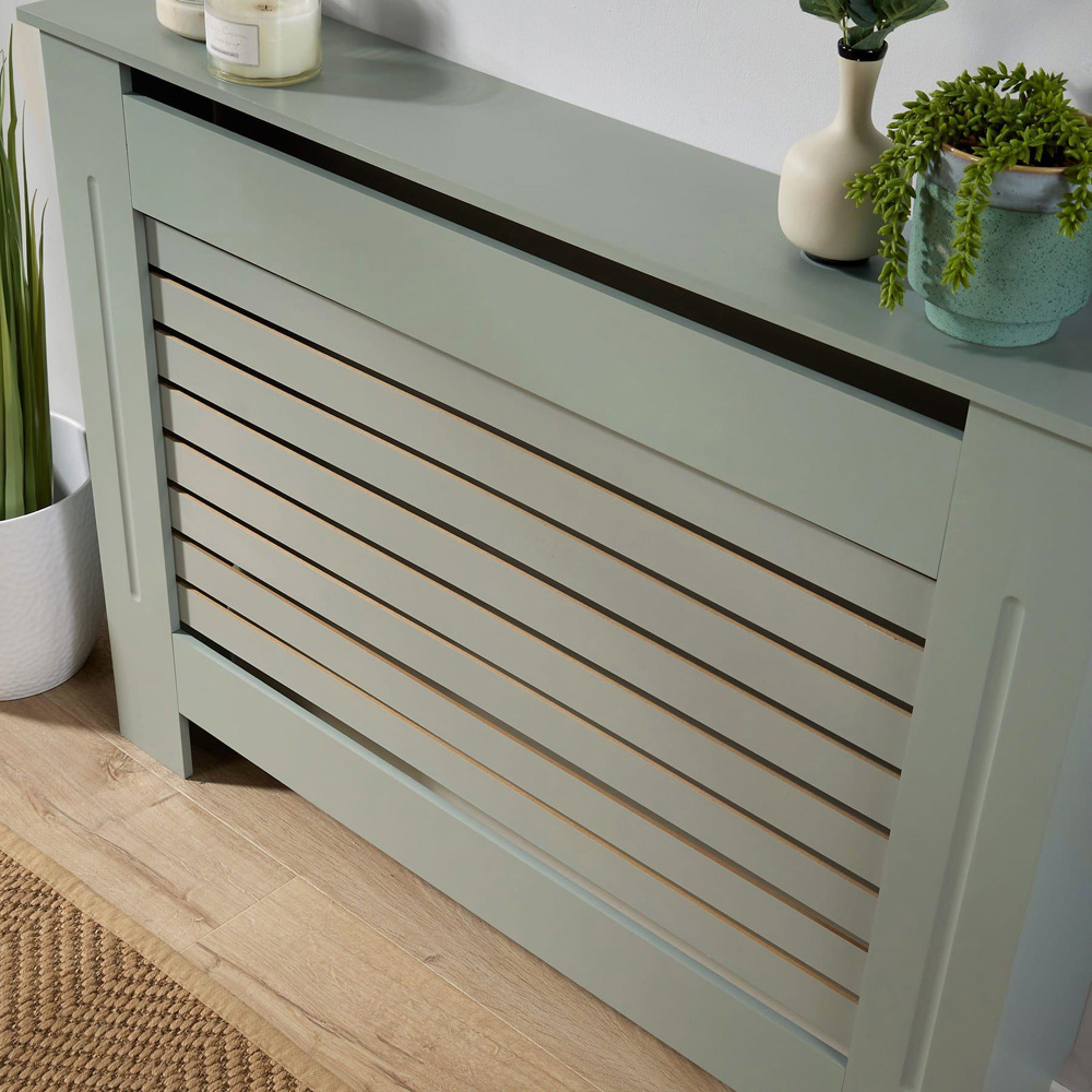 Home Source York Grey Horizontal Line Radiator Cover Medium Image 4