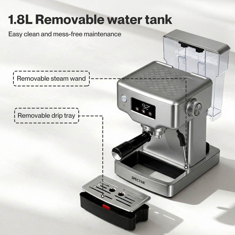 Spector COFF1005-SV-UK 20 Bar Espresso Coffee Maker Machine 1350W Image 4