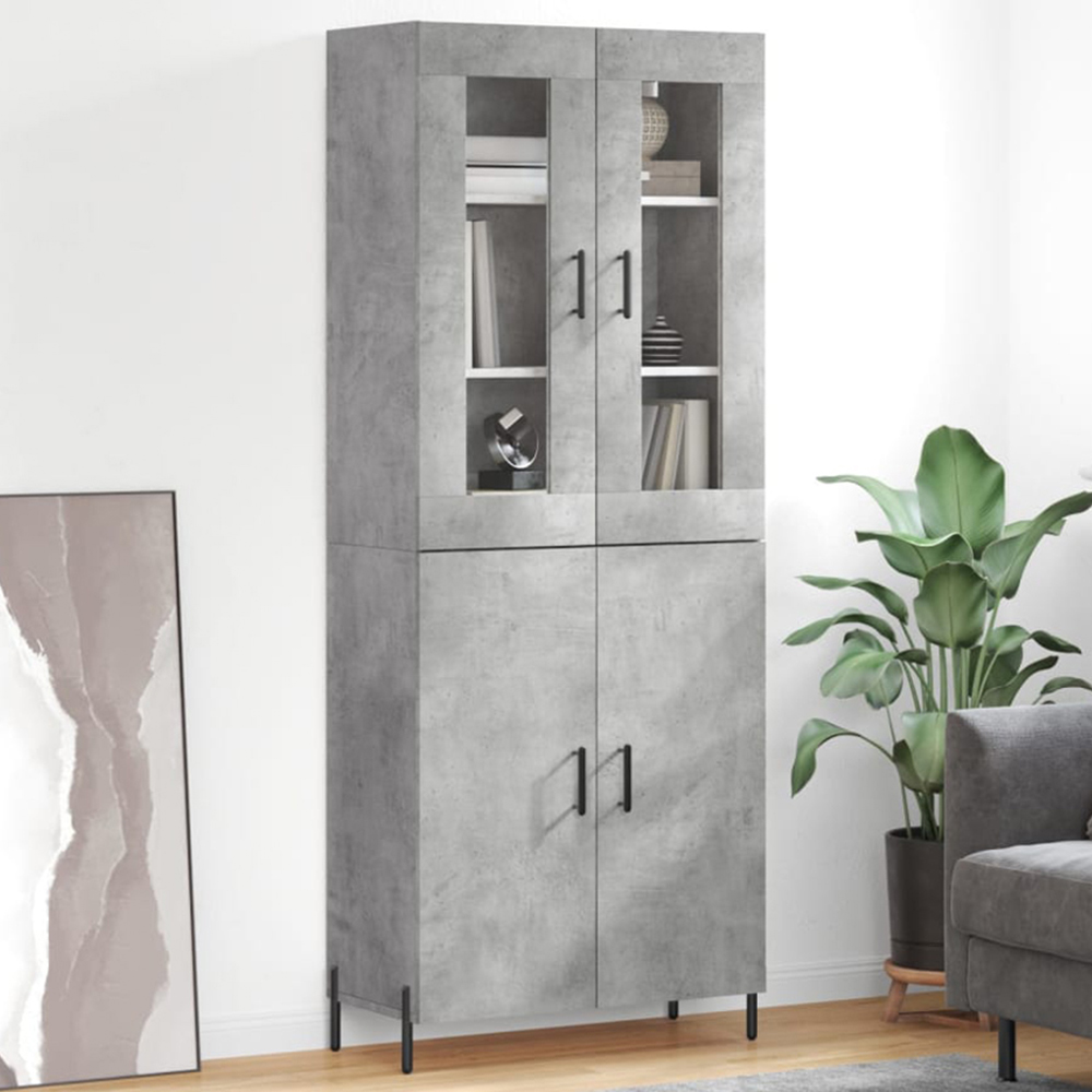 vidaXL 4 Door Concrete Grey Highboard Image 1