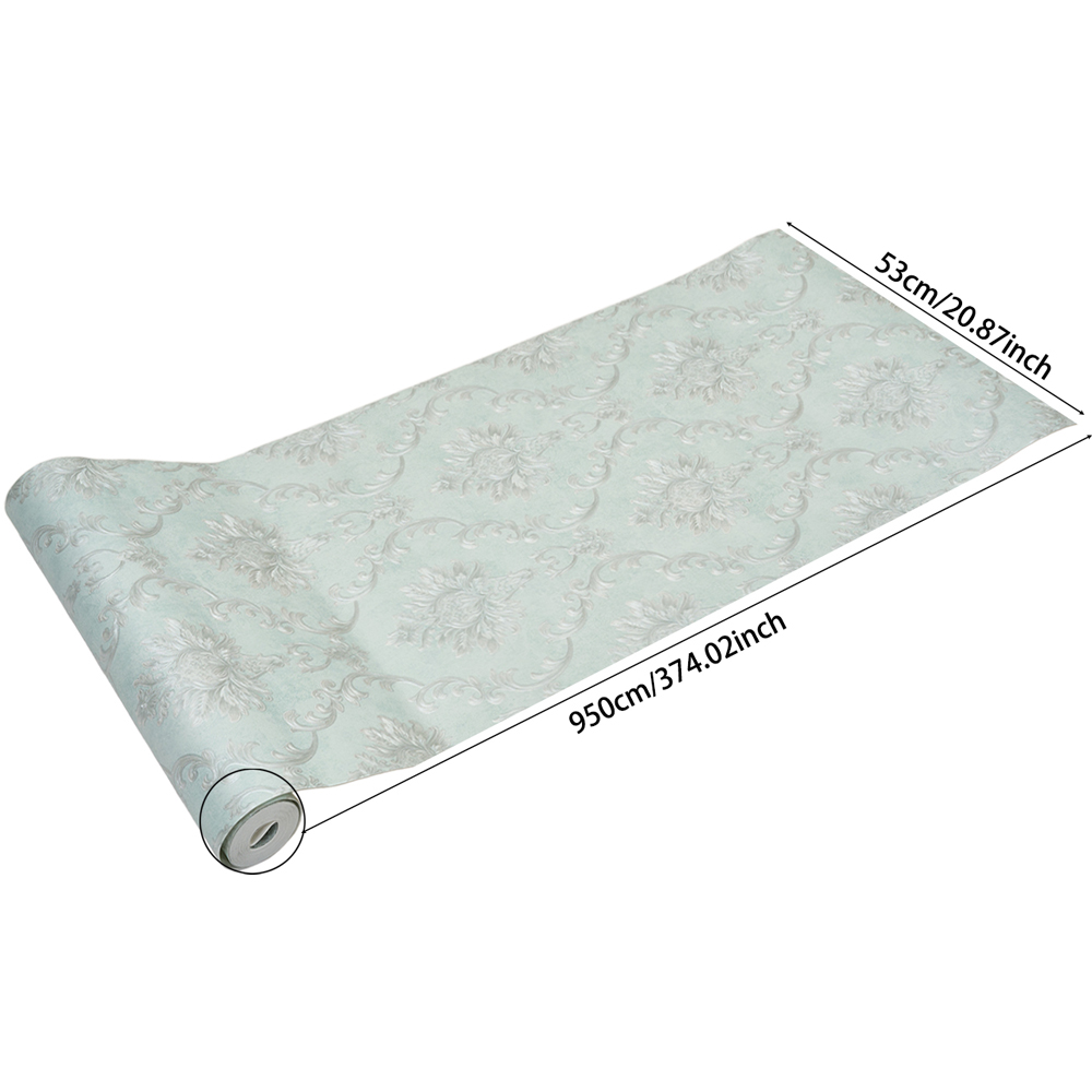 Living and Home Floral Pattern 3D Embossed Mint Green Non-Pasted Non-Woven Wallpaper Image 8