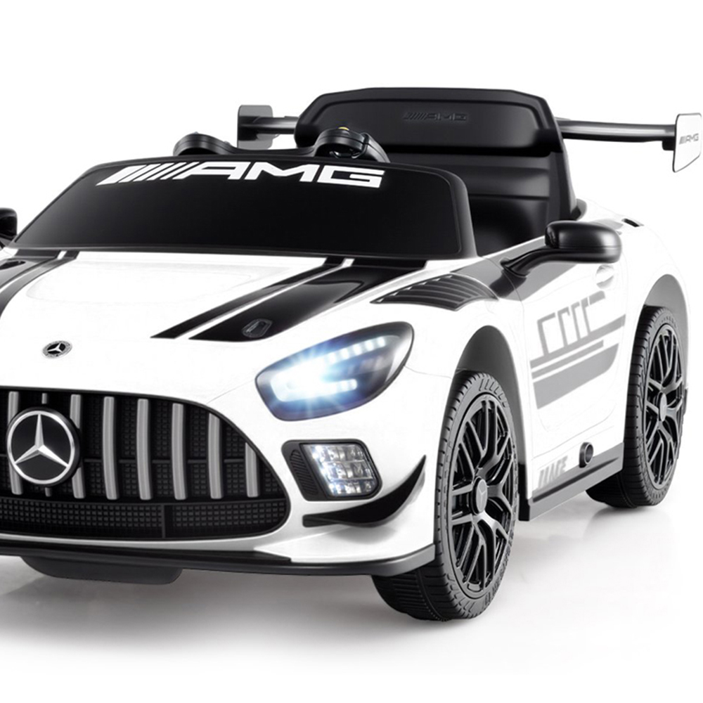 Costway Kids White Licensed Mercedes Benz GT3 Ride On Car with Spoiler and Remote Control 12V Image 3