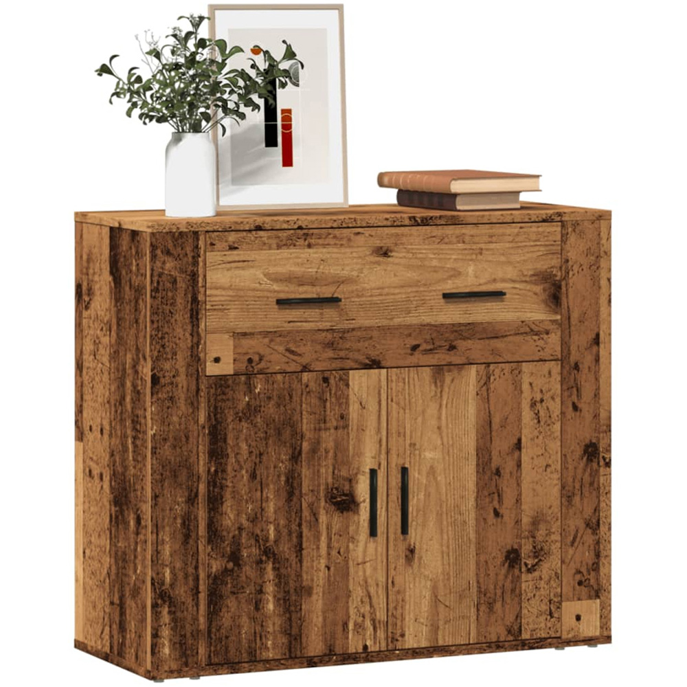 vidaXL 2 Door Single Drawer Old Wood Sideboard Image 3