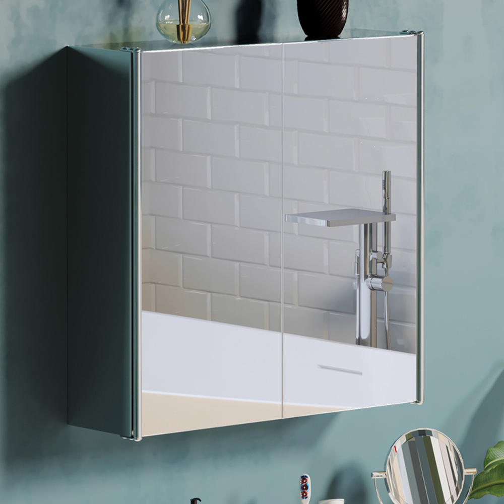 Lassic Bath Vida Tiano Steel 2 Door Mirror Bathroom Cabinet Image 1