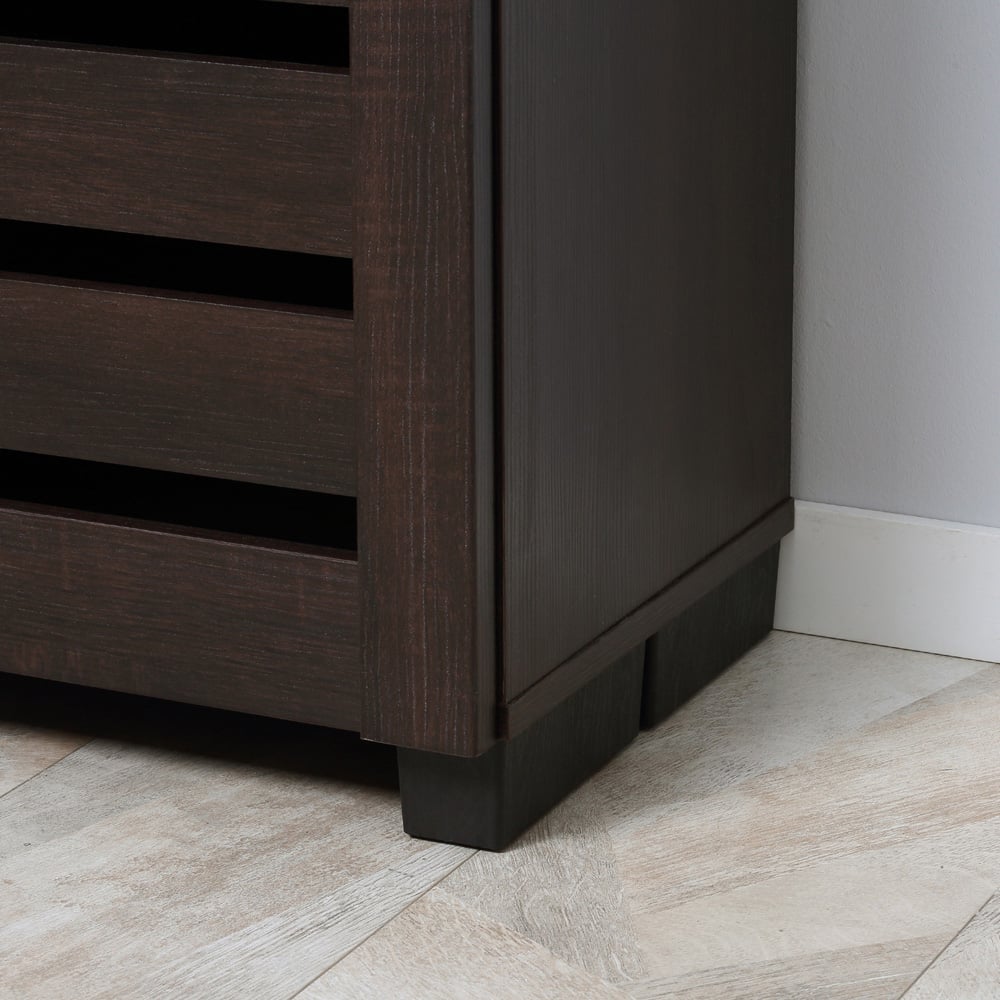 HOMCOM 2 Door Brown Slatted Shoe Storage Cabinet Image 3