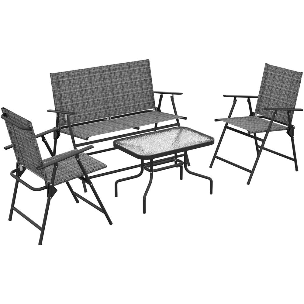 Outsunny 4 Seater Mixed Grey Mesh Fabric Lounge Set with Table Image 2
