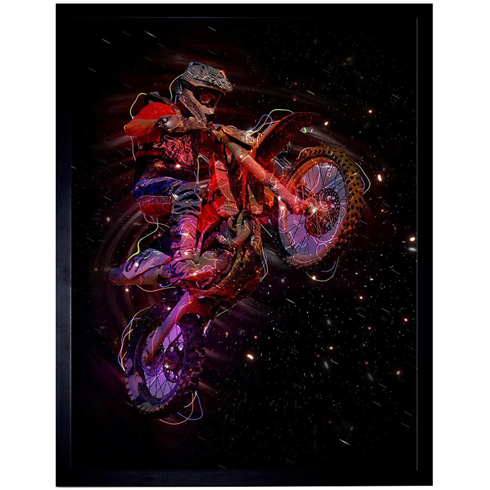 Wee Blue Coo Electric Light Motocross Bike Framed Wall Art Print 30 x 41cm Image 1