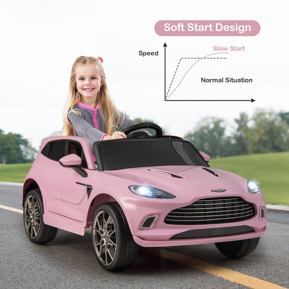 Costway Kids Pink Licensed Aston Martin Ride On Car with Horn and Taillight 12V Image 4
