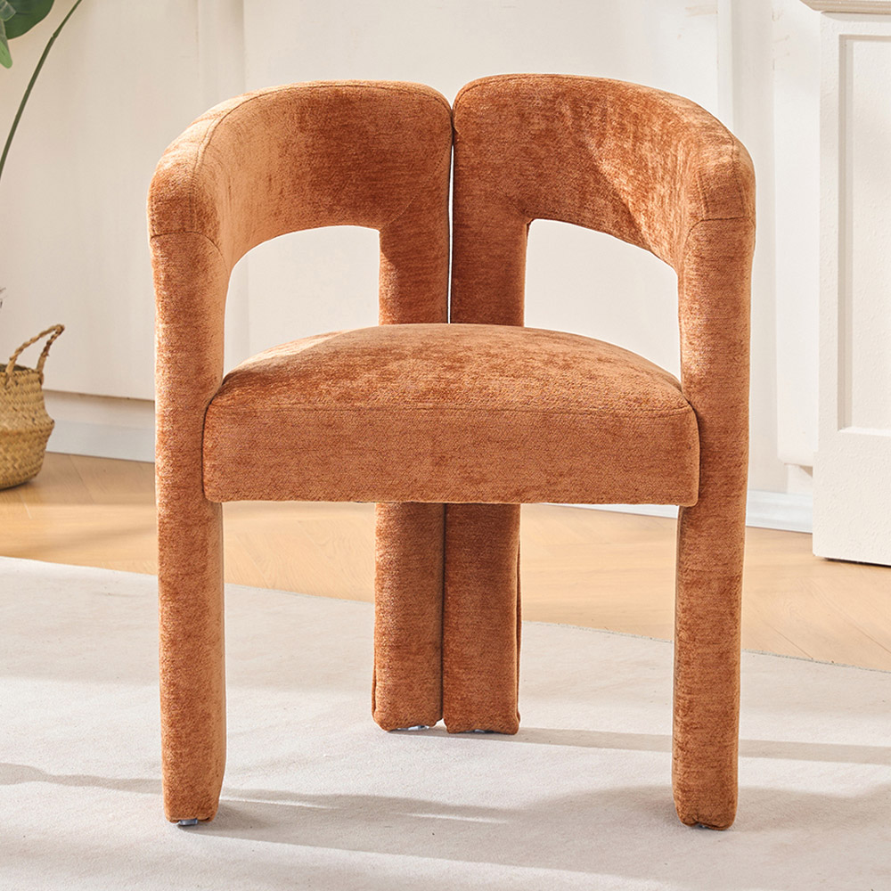 Living and Home Orange Chenille Upholstered Accent Chair Image 8