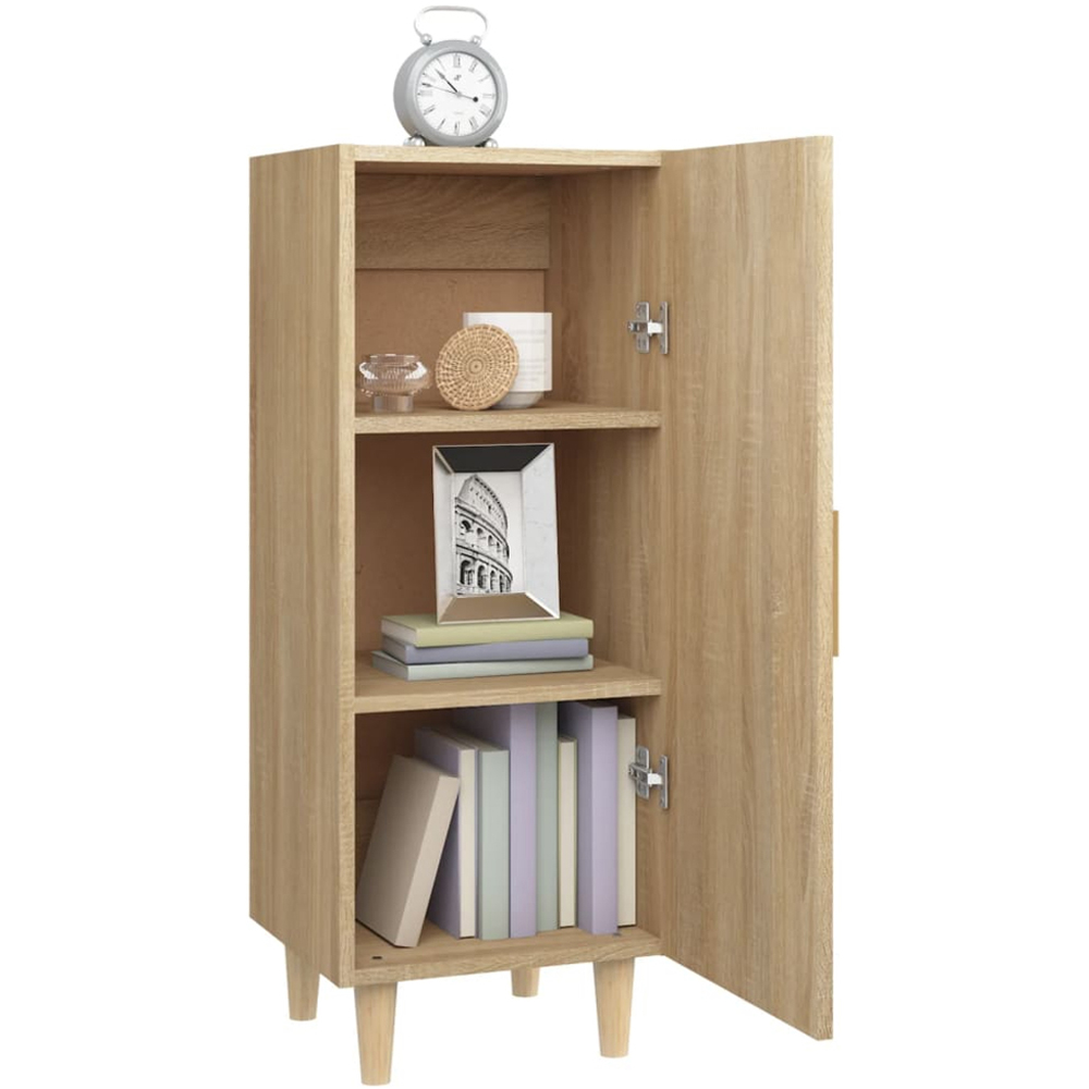 vidaXL Single Door Sonoma Oak Sideboard with Wooden Legs Image 4