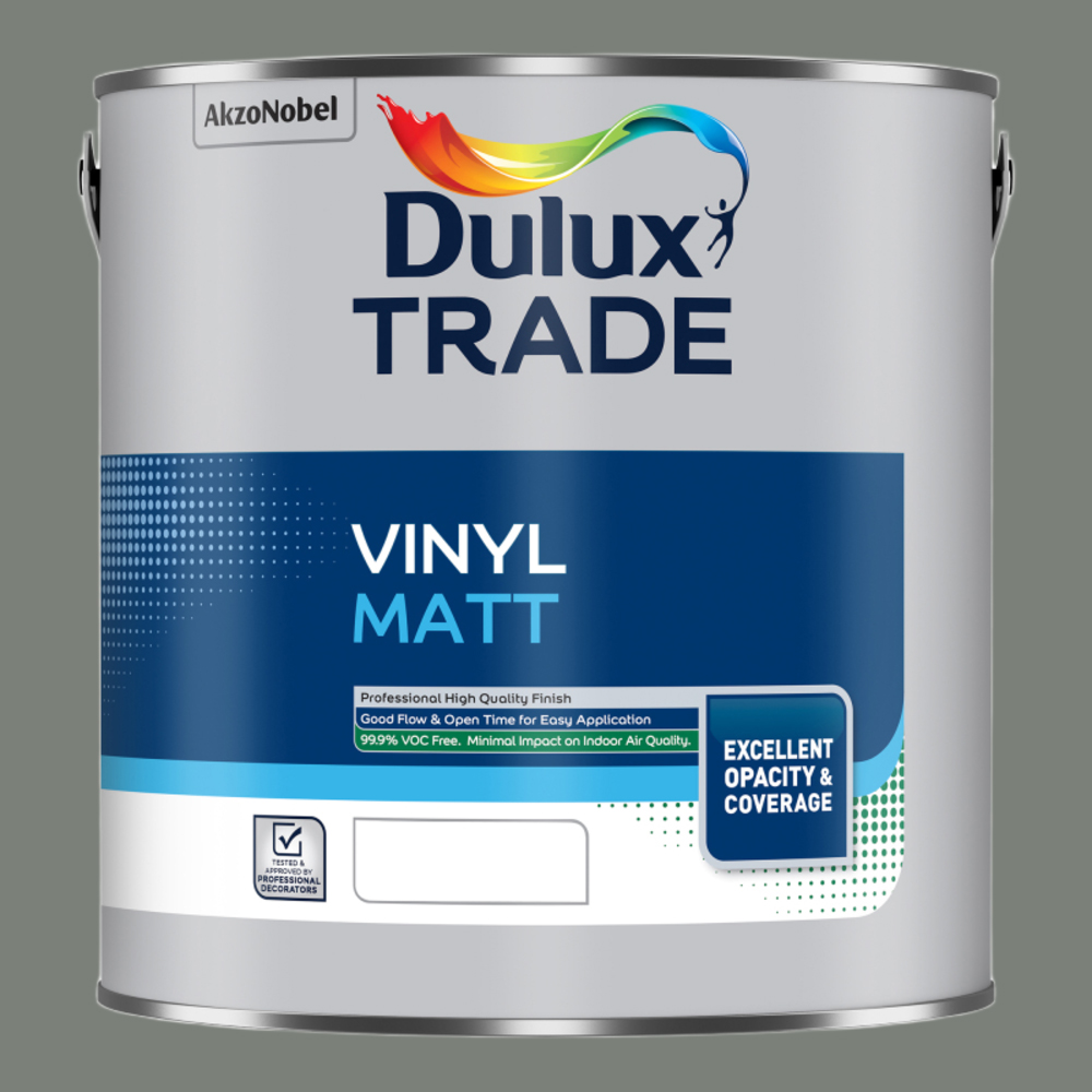 Dulux Trade Waxed Khaki Walls and Ceilings Vinyl Matt Paint 2.5L Image 2