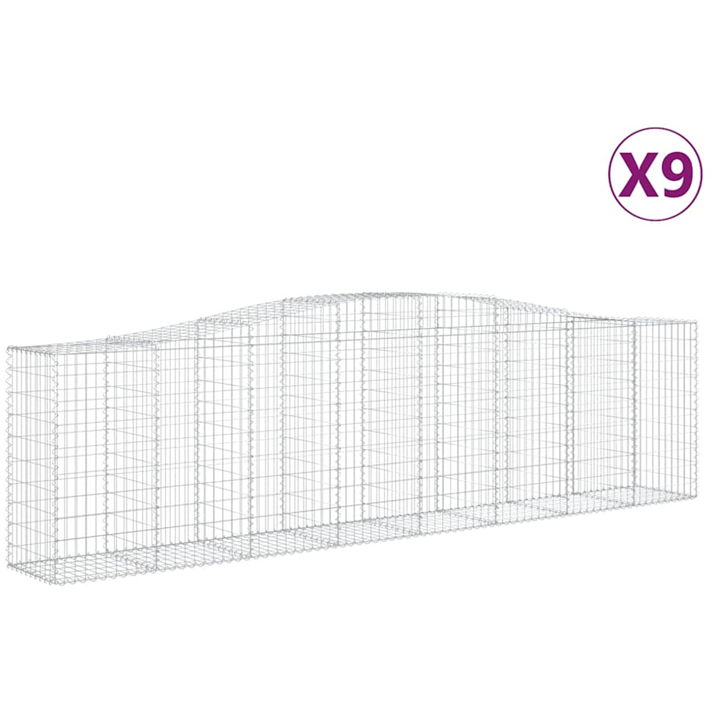 vidaXL Silver Galvanised Iron Arched Gabion Basket 400 x 50 x 100/120cm 9 Pack Image 4