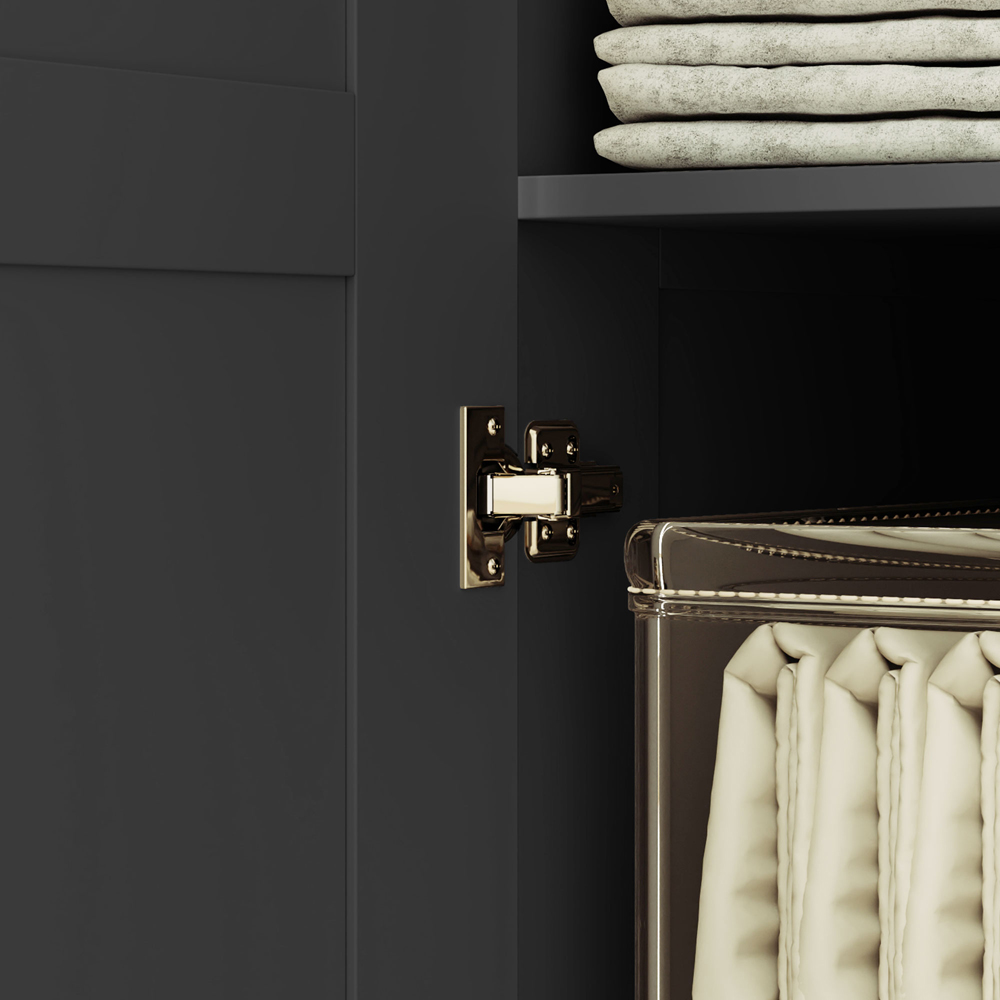 Portland 2 Door Black Double Wardrobe with Hanging Rail Image 3