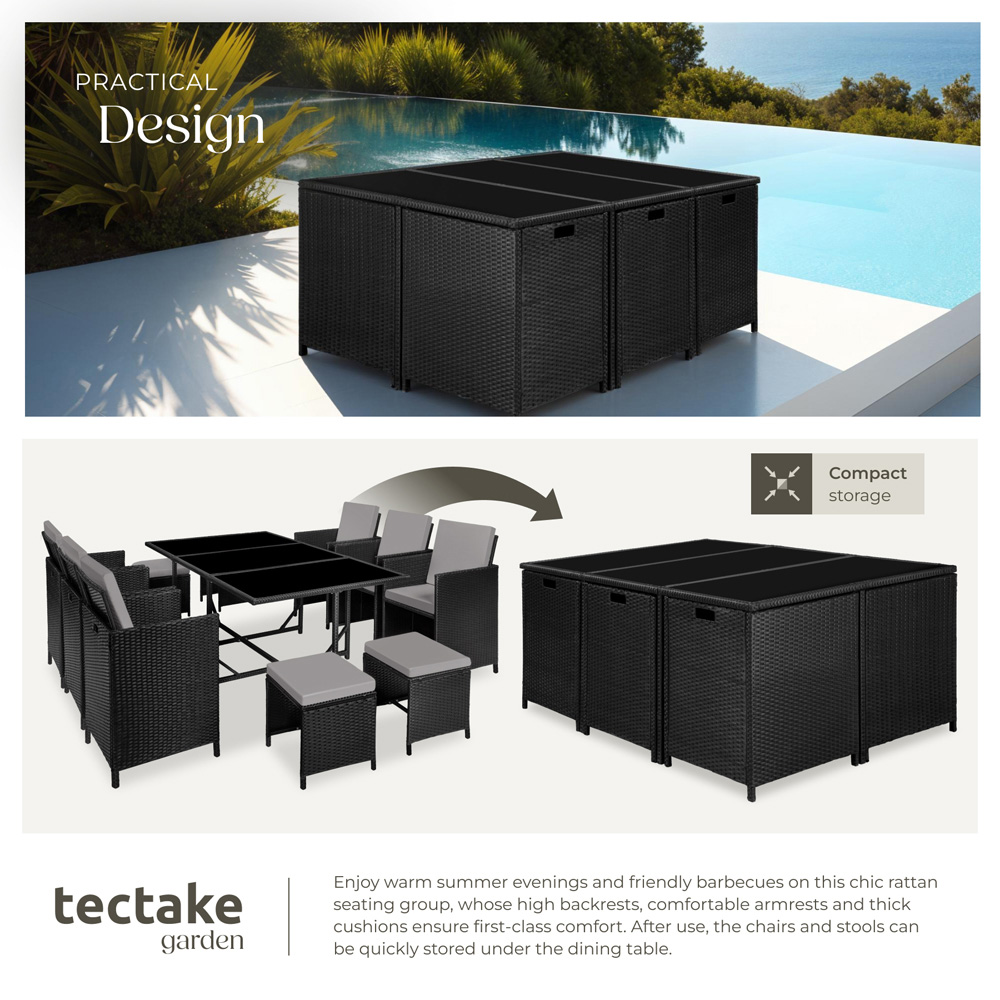tectake Malaga 10 Seater Black and Grey Dining Set Image 4