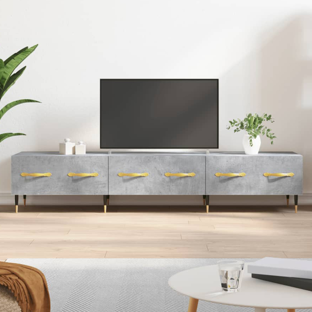 vidaXL 3 Drawer Concrete Grey TV Cabinet Image 1
