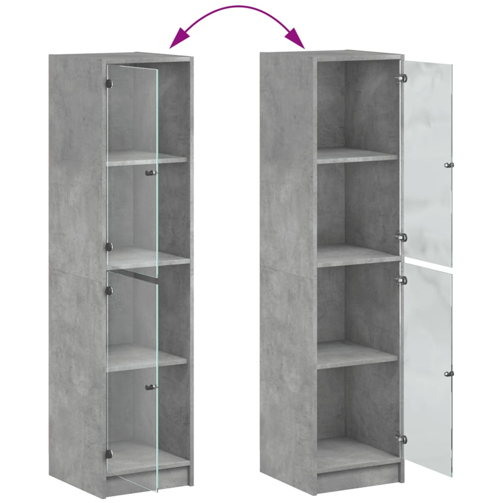 vidaXL 2 Glass Door Concrete Grey Highboard Image 9