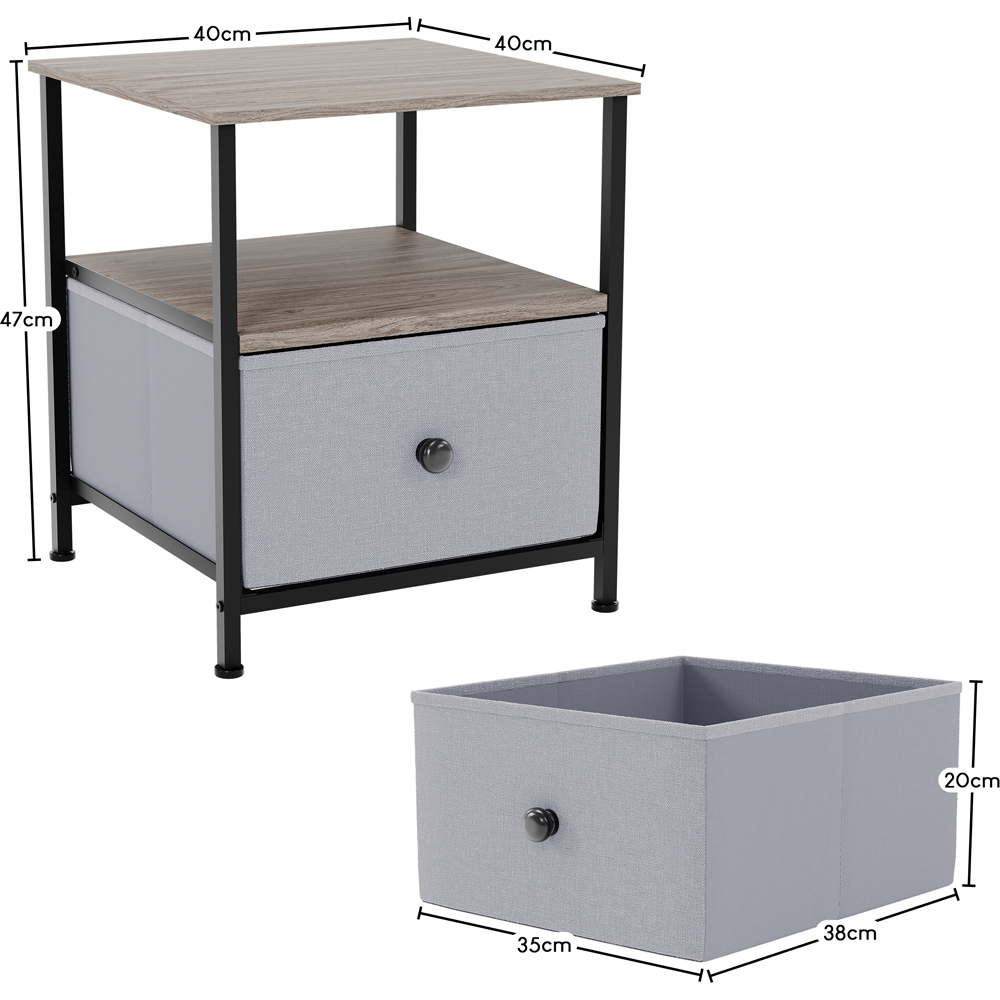 Vida Designs Chorley Single Drawer Single Shelf Beige and Grey Fabric Bedside Table Image 8